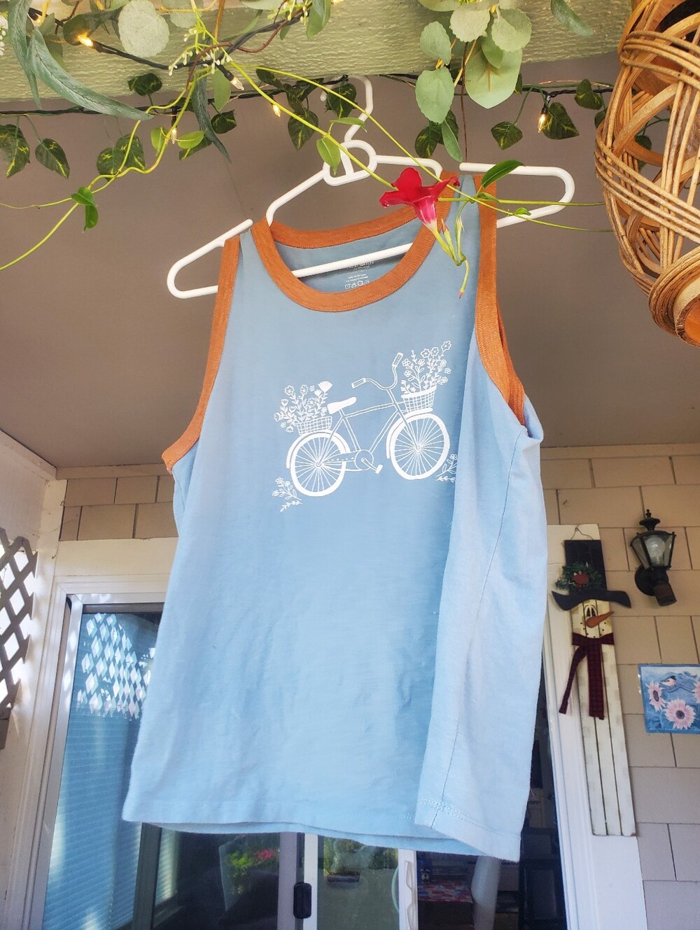Light Blue Bicycle Print Tank Top - Picture 2 of 5